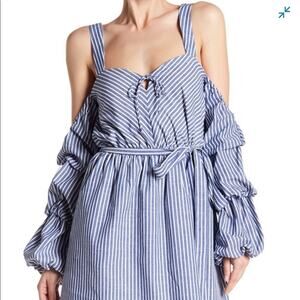 Alexia Admor Pinstripe Cold Shoulder Dress Size Medium